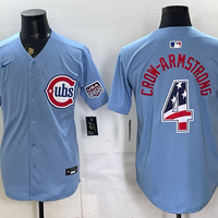Men's Chicago Cubs Pete Crow-Armstrong #4 Light Blue USA 250 Fourth of July Home Stadium Jersey