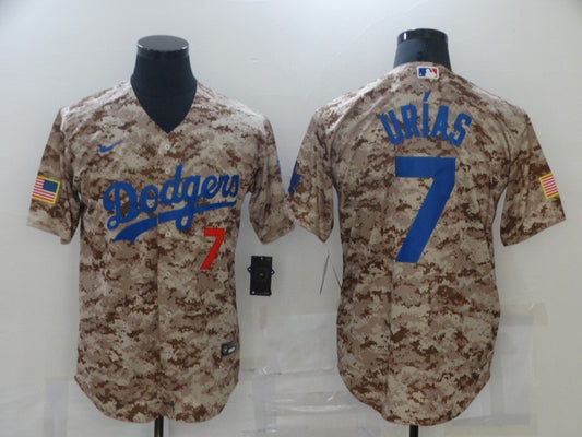 Men's Los Angeles Dodgers Julio Urias #7 Camouflage Replica Player Jersey1