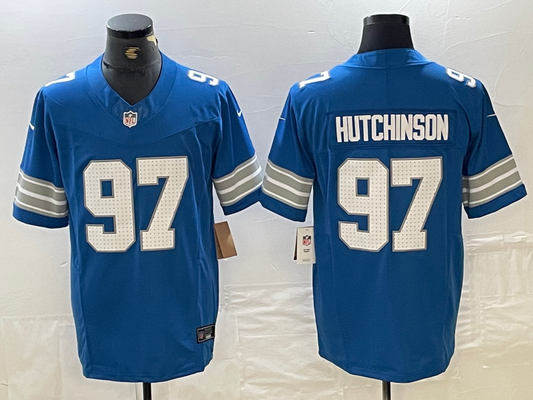 Men's Detroit Lions Aidan Hutchinson #97 Blue Vapor F.U.S.E. Limited Jersey1