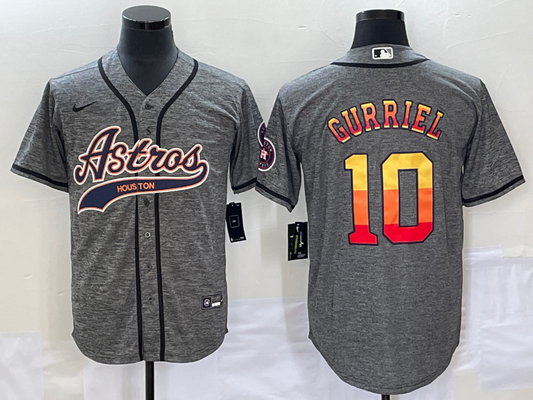 Men's Houston Astros Yuli Gurriel #10 Gray Replica Player Jersey1 Joint Edition