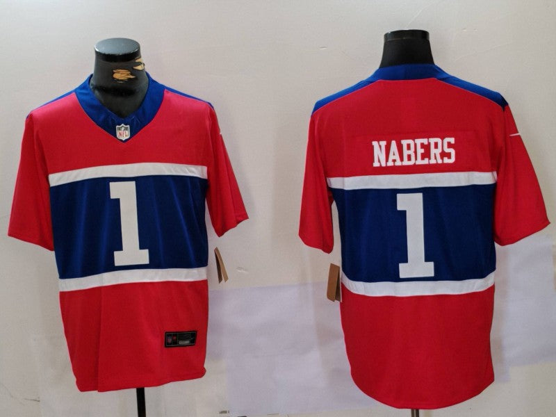 Men's New York Giants Malik Nabers #1 Century Red Alternate Game Jersey1