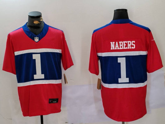Men's New York Giants Malik Nabers #1 Century Red Alternate Game Jersey1