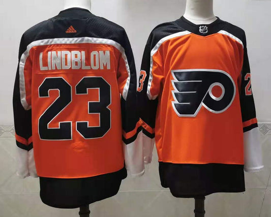 Men's Philadelphia Flyers Oskar Lindblom #23 Orange Replica Player Jersey1