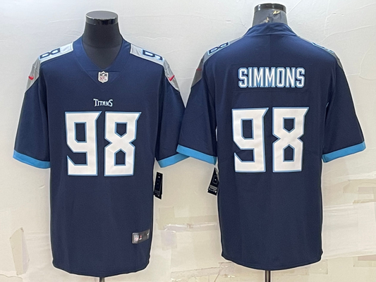 Men's Tennessee Titans Jeffery Simmons #98 Navy Game Jersey1