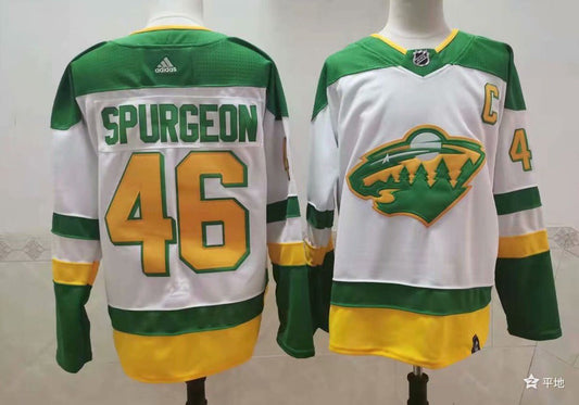Men's Minnesota Wild Jared Spurgeon #46 White Breakaway Player Jersey1