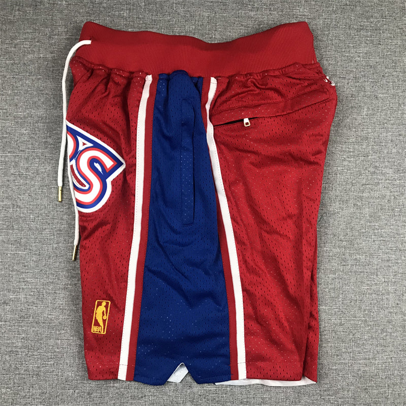 Men's Philadelphia 76ers Red Hardwood Classics Authentic Basketball Shorts1