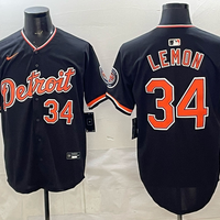 Men's Detroit Tigers Chet Lemon #34 Black Alternate Stadium Jersey