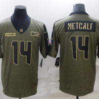 Men's Seattle Seahawks DK Metcalf #14 Brown Game Jersey