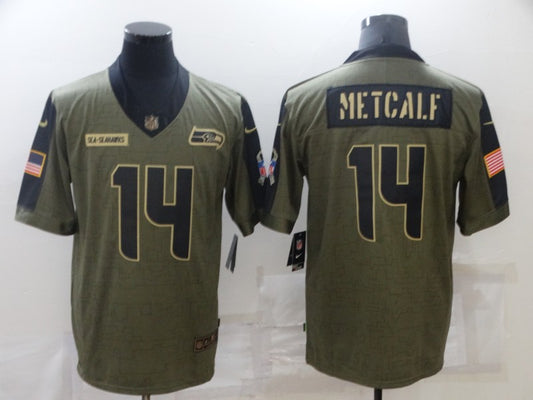 Men's Seattle Seahawks DK Metcalf #14 Brown Game Jersey