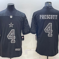 Men's Dallas Cowboys Dak Prescott #4 Black RFLCTV Limited Jersey1