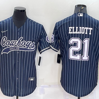 Men's Dallas Cowboys Ezekiel Elliott #21 Navy Player Jersey1 Joint Edition