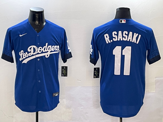 Men's Los Angeles Dodgers Roki Sasaki #11 Royal Replica Game Jersey1