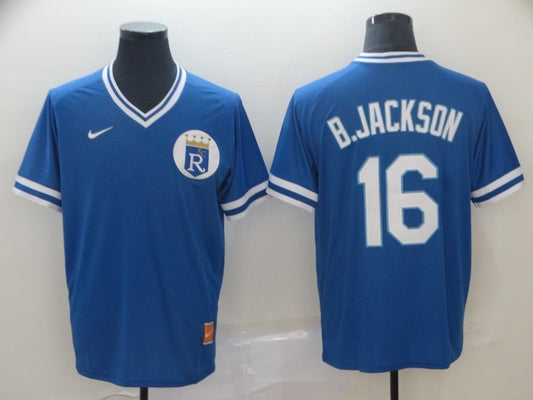 Men's Kansas City Royals Bo Jackson #16 Blue Player Jersey1