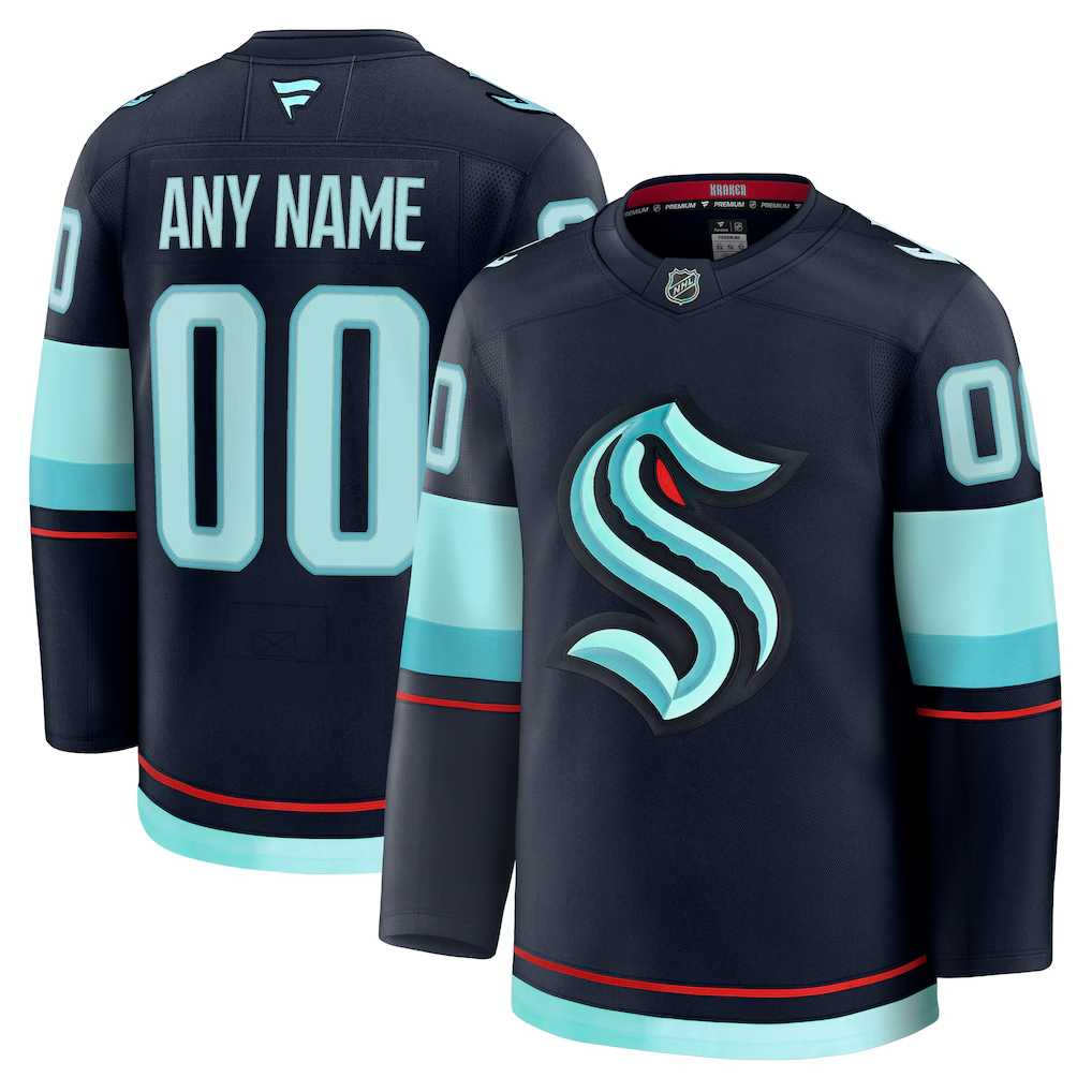 Men's Seattle Kraken Fanatics Deep Sea Blue Home Premium Custom Jersey