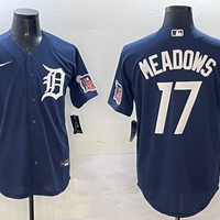 Men's Detroit Tigers Austin Meadows #17 Navy Replica Player Jersey1