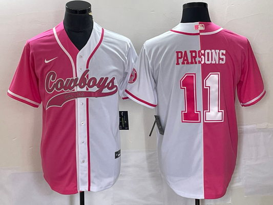 Men's Dallas Cowboys Micah Parsons #11 Pink/White Game Jersey1 Joint Edition
