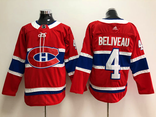 Men's Montreal Canadiens Jean Beliveau #4 Red Player Game Jersey1