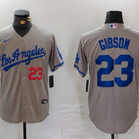 Men's Los Angeles Dodgers Kirk Gibson #23 Gray Player Jersey1