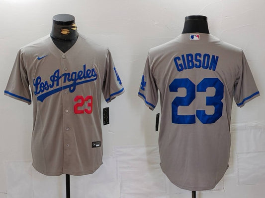 Men's Los Angeles Dodgers Kirk Gibson #23 Gray Player Jersey1