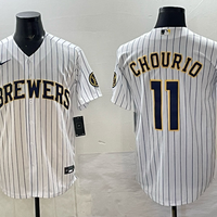 Men's Milwaukee Brewers Jackson Chourio #11 White Replica Player Jersey