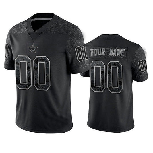 Custom1 Dallas Cowboys Active Player Black Reflective Limited Stitched Football Jerseys