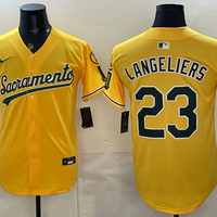 Men's Oakland Athletics Shea Langeliers #23 Gold Alternate Stadium Jersey