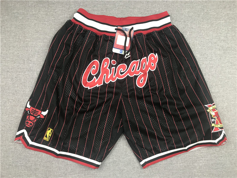 Men's Chicago Bulls Black/Red 1996-97 Hardwood Classics Authentic Basketball Shorts1
