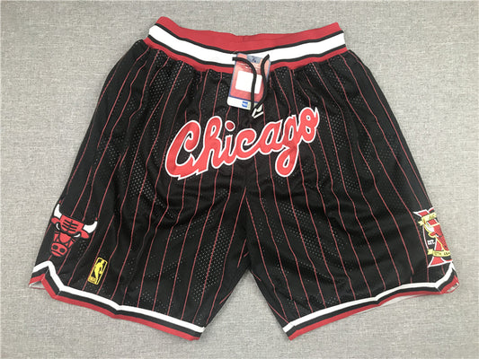 Men's Chicago Bulls Black/Red 1996-97 Hardwood Classics Authentic Basketball Shorts1