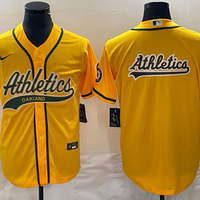 Men's Oakland Athletics Gold Replica Player Jersey1 Joint Edition