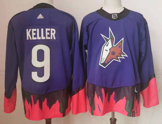 Men's Arizona Coyotes Clayton Keller #9 Blue Breakaway Player Jersey1