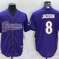 Men's Baltimore Ravens Lamar Jackson #8 Purple Game Jersey1 Joint Edition