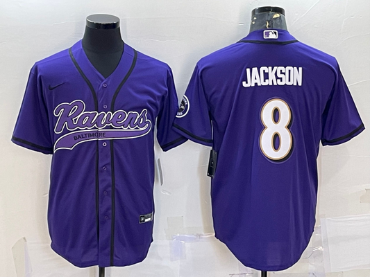 Men's Baltimore Ravens Lamar Jackson #8 Purple Game Jersey1 Joint Edition