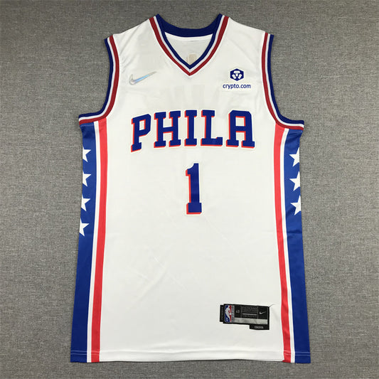 Men's Philadelphia 76ers James Harden #1 White 2022/23 Swingman Jersey1 - Association Edition