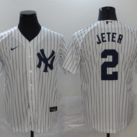 Men's New York Yankees Derek Jeter #2 White Replica Baseball Jersey1