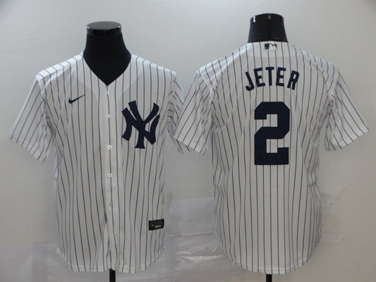 Men's New York Yankees Derek Jeter #2 White Replica Baseball Jersey1
