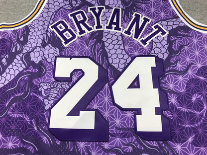 Men's Los Angeles Lakers Kobe Bryant #24 Purple Year of Dragon Edition Swingman Jersey1