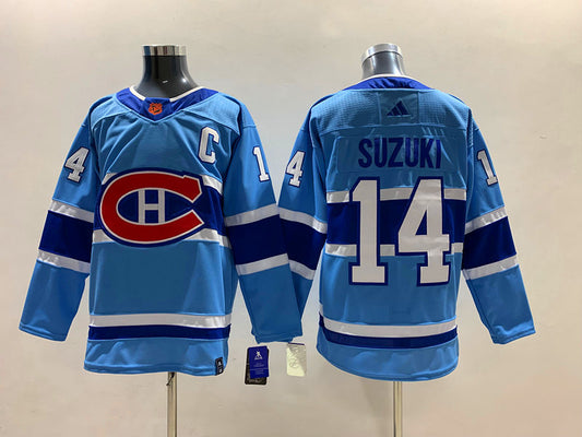 Men's Montreal Canadiens Nick Suzuki #14 Blue Player Jersey1
