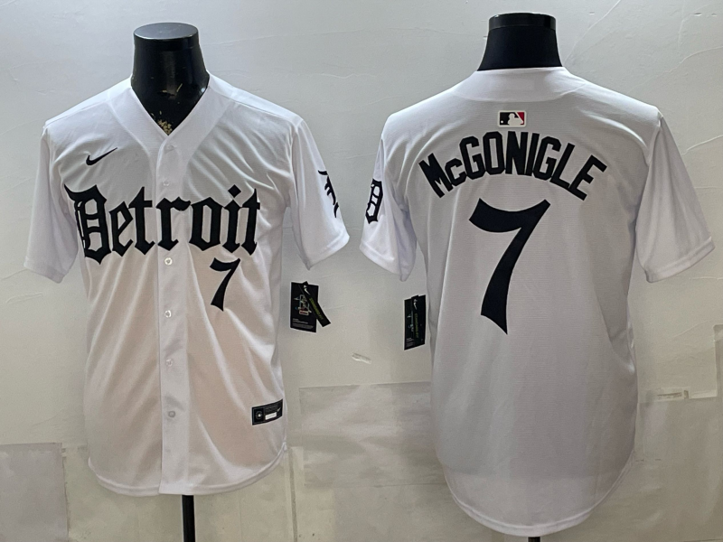 Men's Detroit Tigers Kevin McGonigle #7 White Replica Player Jersey
