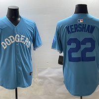 Men's Los Angeles Dodgers Clayton Kershaw #22 Light Blue Replica Player Jersey1