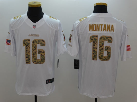 Men's San Francisco 49ers Joe Montana #16 White Player Game Jersey1