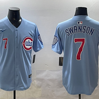 Men's Chicago Cubs Dansby Swanson #7 Baby Blue 2nd Alternate Limited Player Jersey1