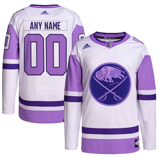 Men's Buffalo Sabres White/Purple Hockey Fights Cancer Authentic Custom Jersey1