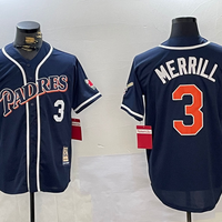 Men's San Diego Padres Jackson Merrill #3 Navy Replica Player Jersey1