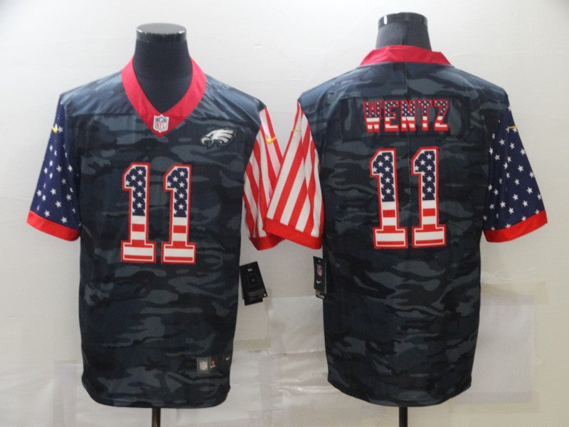 Men's Philadelphia Eagles Carson Wentz #11 Grey Camouflage Game Player Jersey1