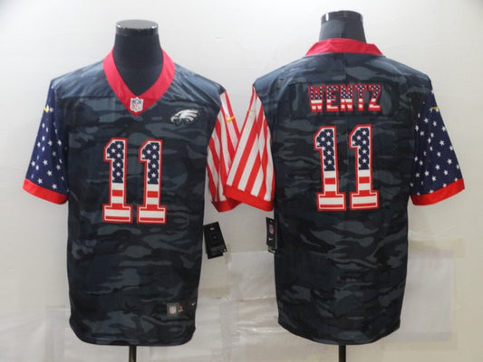 Men's Philadelphia Eagles Carson Wentz #11 Grey Camouflage Game Player Jersey1