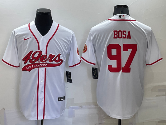 Men's San Francisco 49ers Nick Bosa #97 White Game Jersey1 Joint Edition