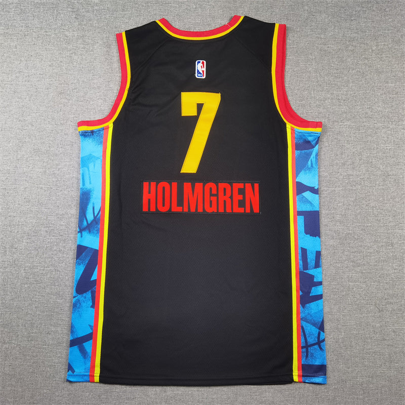 Men's Oklahoma City Thunder Chet Holmgren #7 Black 2024/25 Swingman Player Jersey1 - City Edition