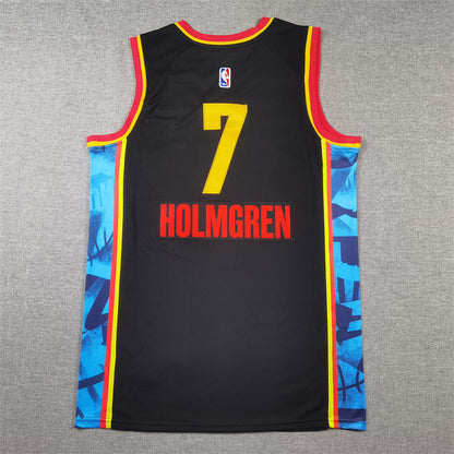 Men's Oklahoma City Thunder Chet Holmgren #7 Black 2024/25 Swingman Player Jersey1 - City Edition