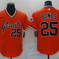 Men's San Francisco Giants Barry Bonds #25 Orange Replica Player Jersey1