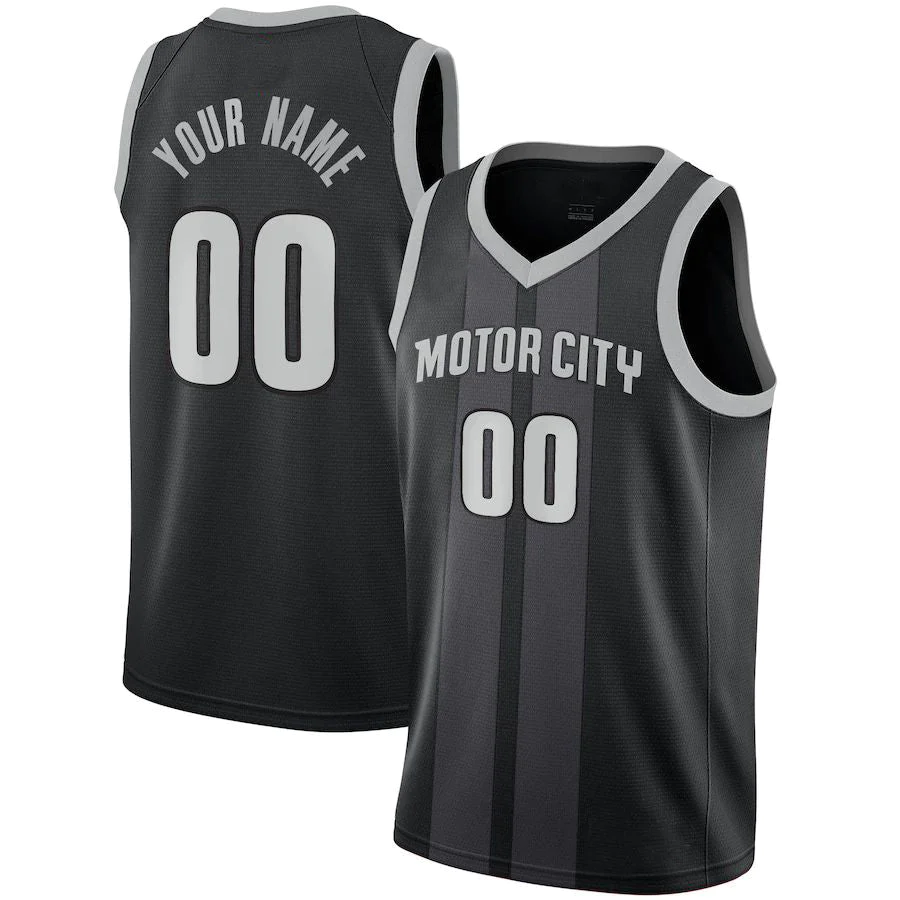 Detroit Pistons Black 2018-19 Swingman Custom Jersey City Edition - JerseysFreak